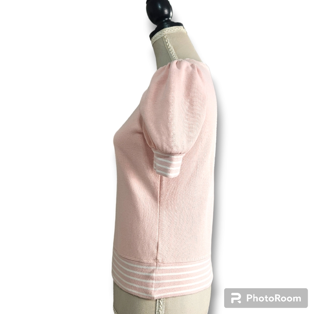 Marcs | Pink & White Shell Cove Knit Short Sleeve | size XS - Picture 5 of 9